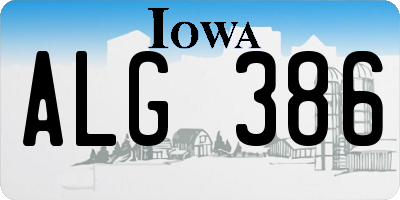 IA license plate ALG386