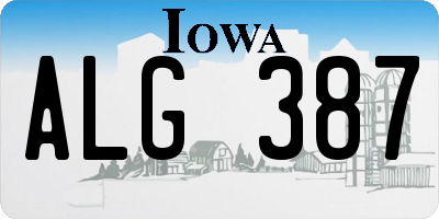 IA license plate ALG387