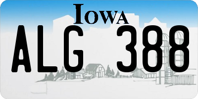 IA license plate ALG388