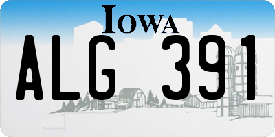 IA license plate ALG391