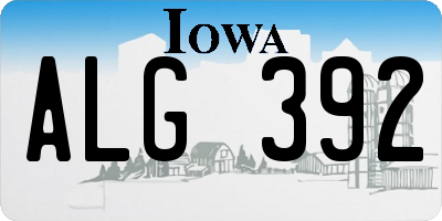IA license plate ALG392