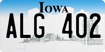 IA license plate ALG402