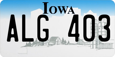 IA license plate ALG403