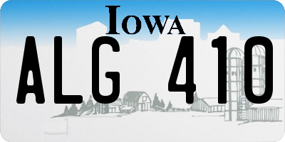 IA license plate ALG410