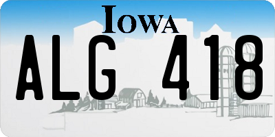 IA license plate ALG418