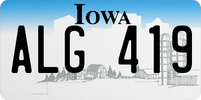 IA license plate ALG419