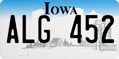 IA license plate ALG452