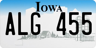 IA license plate ALG455
