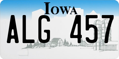 IA license plate ALG457