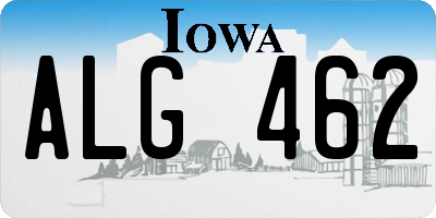 IA license plate ALG462