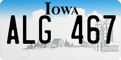 IA license plate ALG467