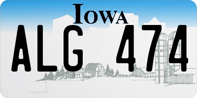 IA license plate ALG474