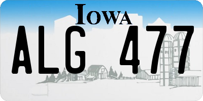IA license plate ALG477