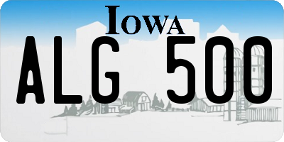 IA license plate ALG500