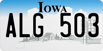 IA license plate ALG503