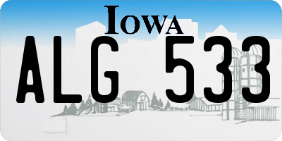IA license plate ALG533