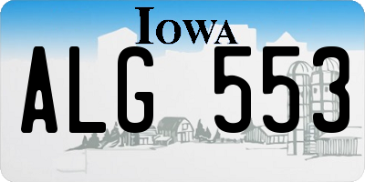 IA license plate ALG553