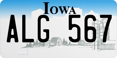 IA license plate ALG567