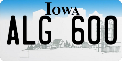 IA license plate ALG600