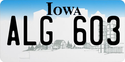 IA license plate ALG603