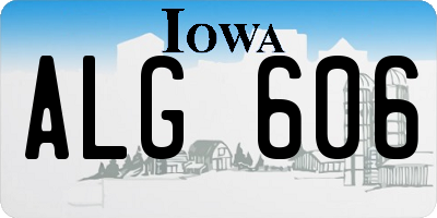 IA license plate ALG606