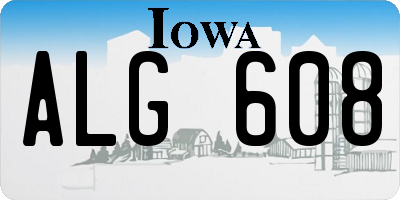 IA license plate ALG608