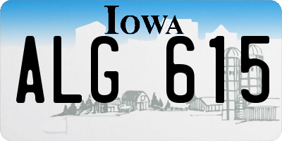 IA license plate ALG615