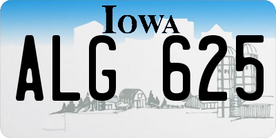 IA license plate ALG625