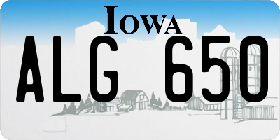 IA license plate ALG650