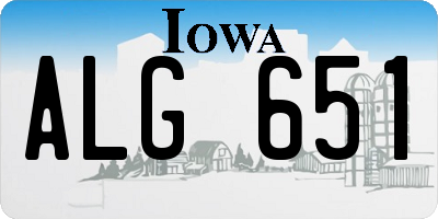 IA license plate ALG651