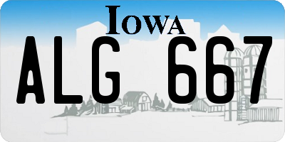 IA license plate ALG667