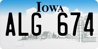 IA license plate ALG674