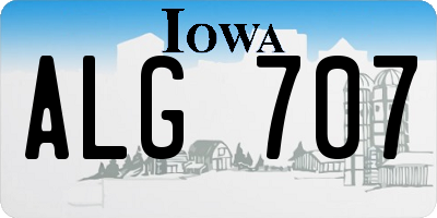 IA license plate ALG707