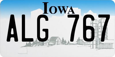 IA license plate ALG767