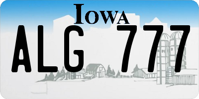 IA license plate ALG777
