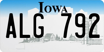 IA license plate ALG792
