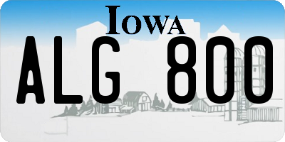 IA license plate ALG800