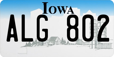 IA license plate ALG802