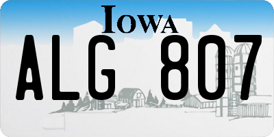 IA license plate ALG807