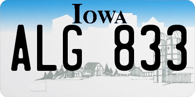 IA license plate ALG833
