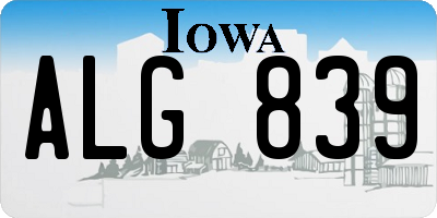 IA license plate ALG839