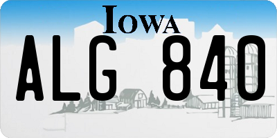 IA license plate ALG840