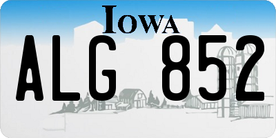 IA license plate ALG852