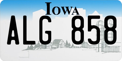 IA license plate ALG858
