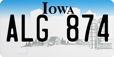 IA license plate ALG874