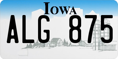 IA license plate ALG875