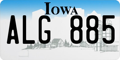 IA license plate ALG885