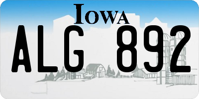IA license plate ALG892