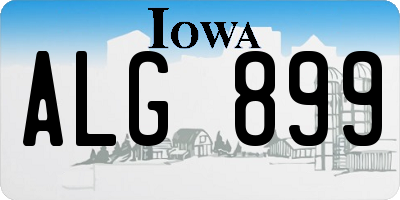 IA license plate ALG899