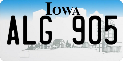 IA license plate ALG905